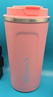 Pink Stainless Steel Insulated Coffee Travel Tumbler with Lid - 16oz.